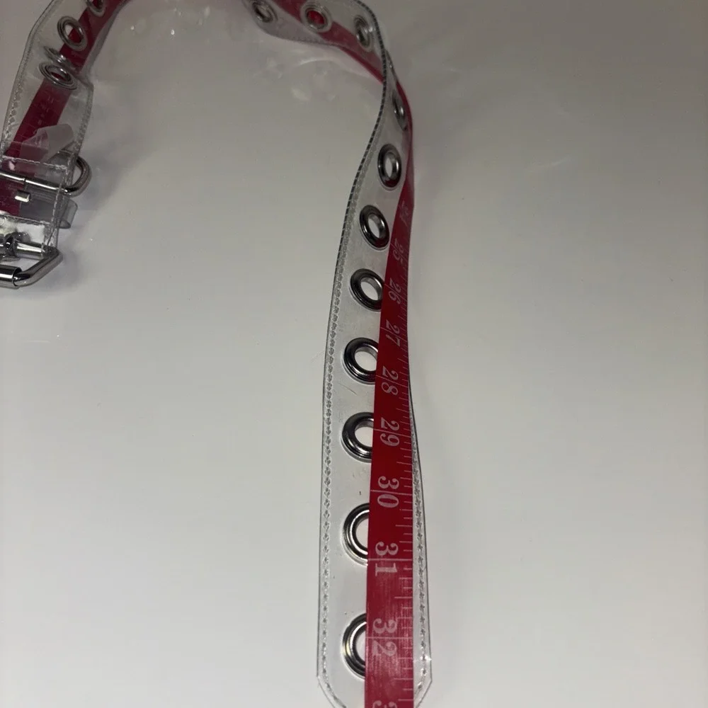 Clear PVC Grommet Belt Silver Eyelet Transparent Y2K Punk Goth Size Small